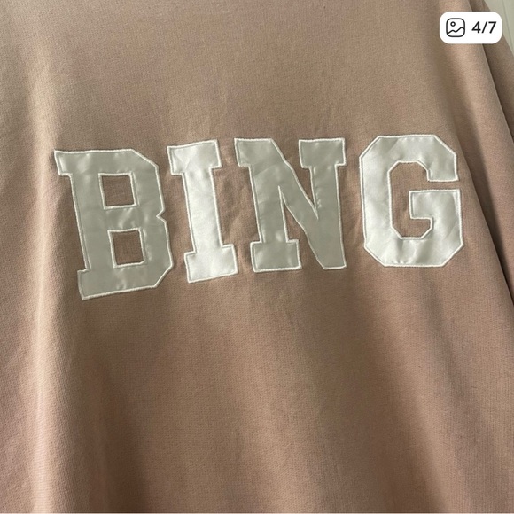 Anine Bing Satin Letter Crewneck Sweatshirt with Relaxed Oversized Fit - Picture 7 of 10